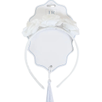 Gingham Trio Flower Headband - White